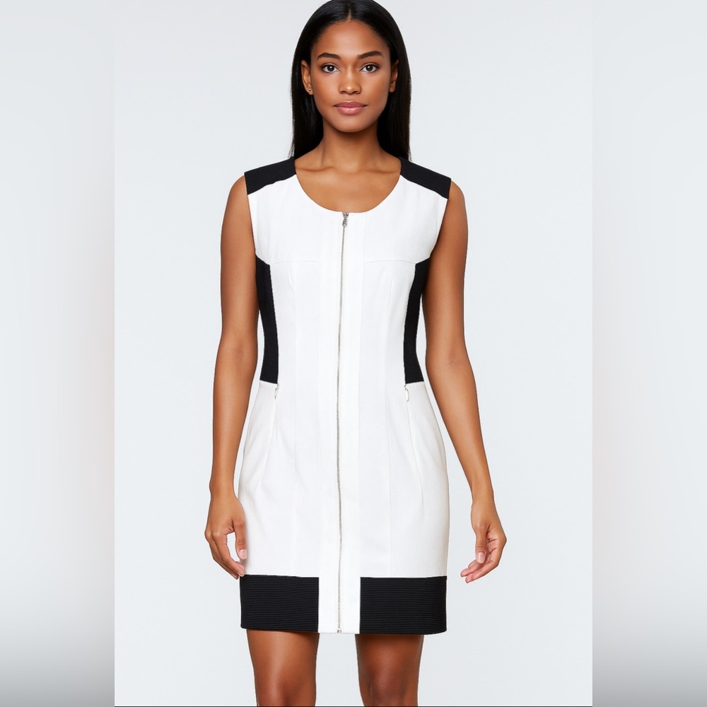 bebe Contrast Black and White Mini Dress